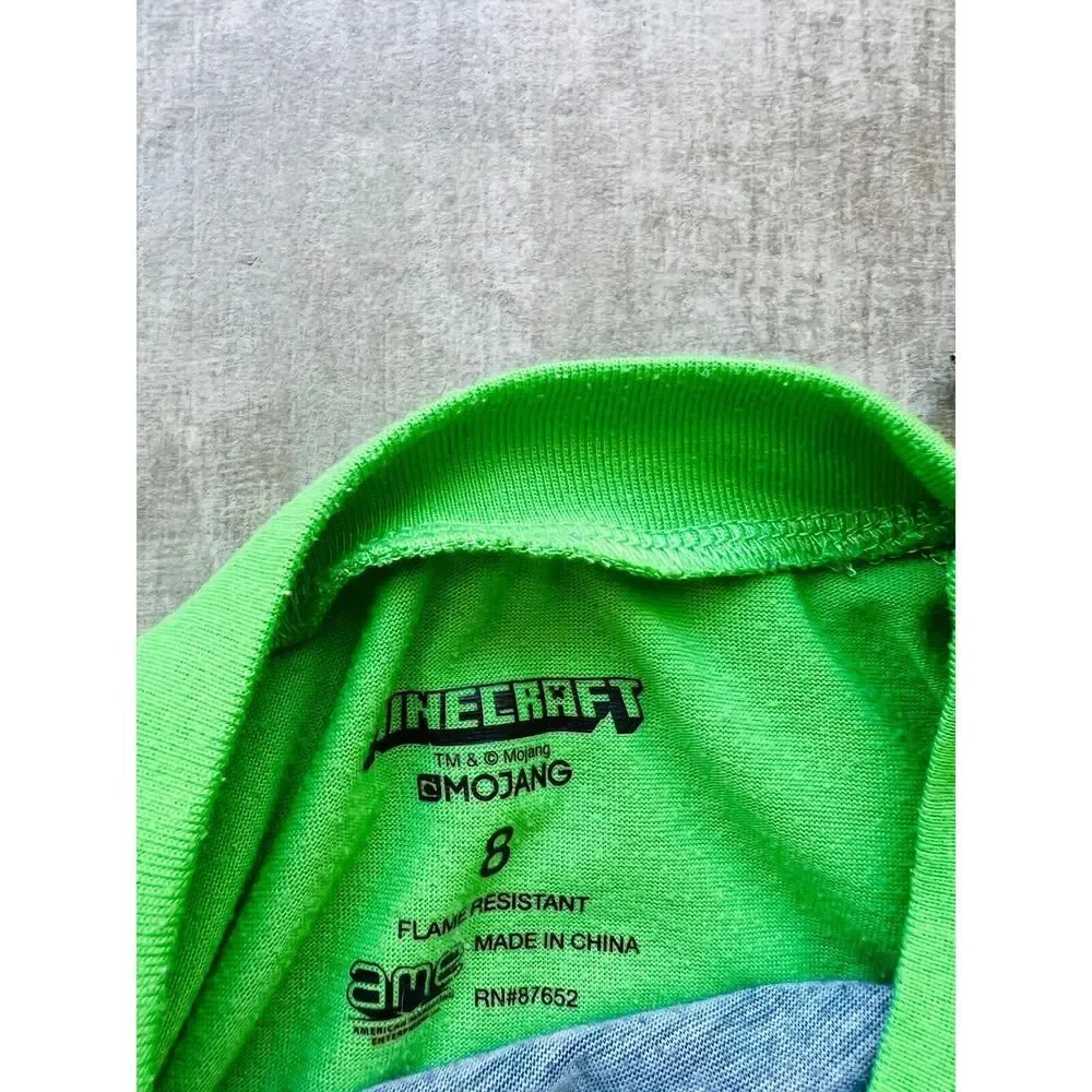 Minecraft Boys 4 Piece CREEPERS Pajama Set Sleep Lounge Pjs Gamer 8 Youth Rare